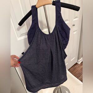Lululemon athletica Run Times Tank Heathered Cadet Blue size 10 like new